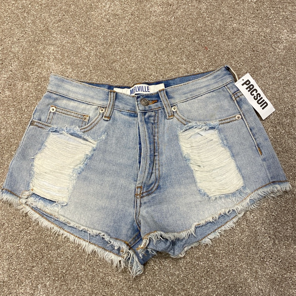 NWT Brandy Melville Distressed Raw Hem Jean Shorts Size 26